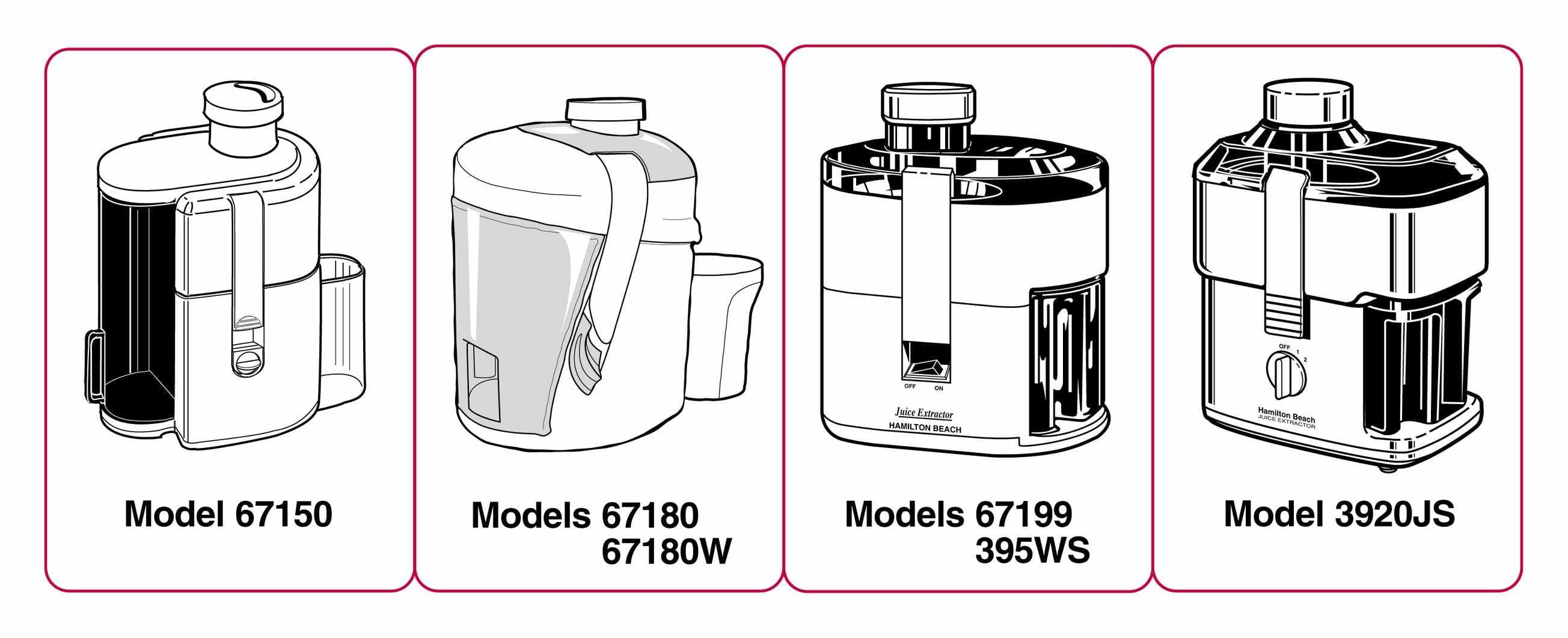 Recalled Hamilton Beach Juice Extractors with model numbers