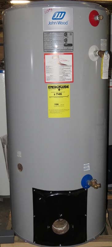 John Wood brand model JW517 50 gallon oil-fired water heater
