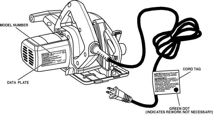 Diagram of recalled Ryobi circular saw