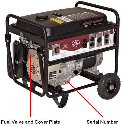 Recalled General Power Products 6000 Watt portable generator